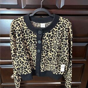 Anthropologie Leopard Print Cardigan in Black and Tan